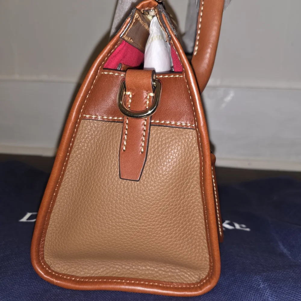 Dooney & Bourke Pebble Leather Satchel Bag in Brown